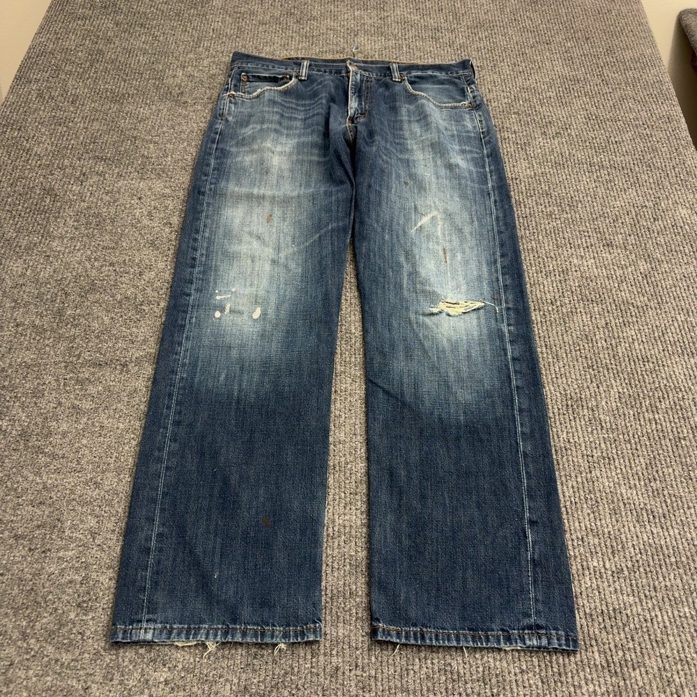 Levi's 569 Jeans Men 33x32 Blue Cotton Denim Distressed Loose Straight Skater